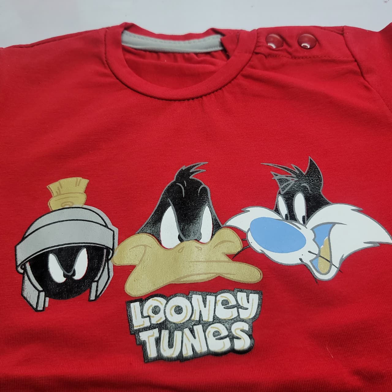 Imported Boys Red Cartoon Graphic T-Shirt & Grey Shorts 2-Piece