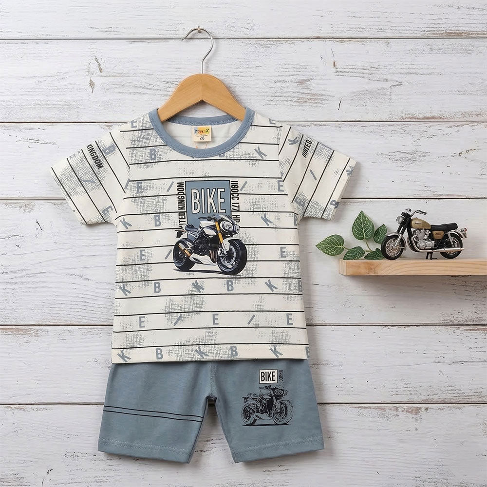 Premium Kids "United Kingdom" Bike T-Shirt & Grey Shorts Set | 2-4 Years