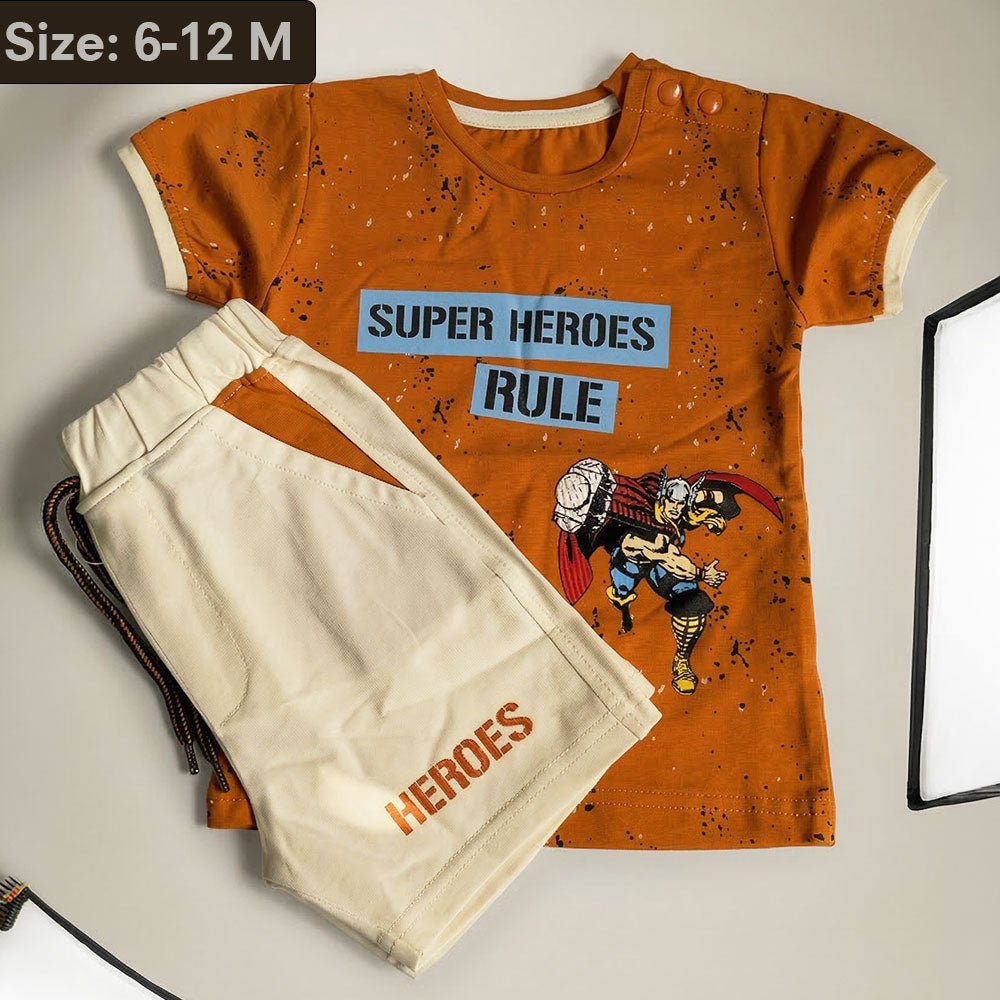 Imported Premium Boys 2-Piece "Super Heroes Rule" Thor Print Summer Set