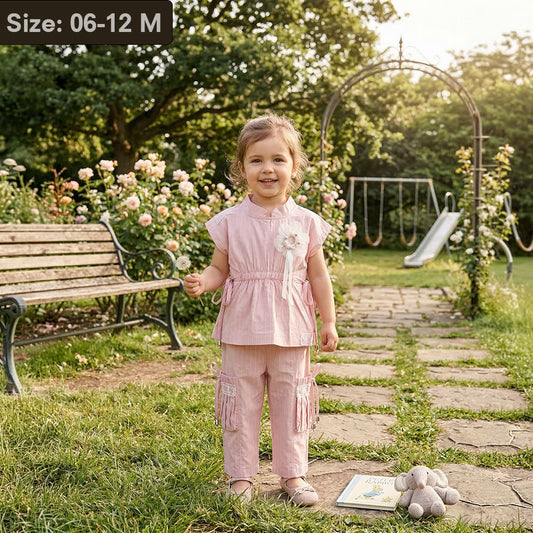 Baby Girl Short Sleeve Top with Pants Set