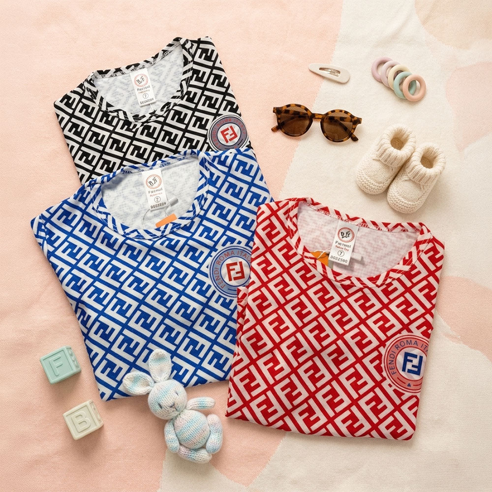 Premium Boys 2-Piece Fendi-Inspired All-Over Monogram Summer Set