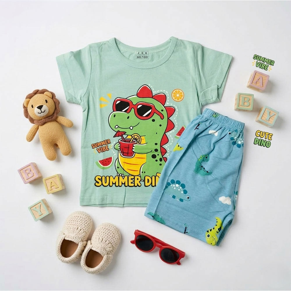 Imported Kids Dinosaur Print T-Shirt & Shorts Set | Mini Stars
