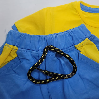 Imported Baby 2-Piece "Flow Away" Set - Yellow & Blue Graphic Tee and Shorts