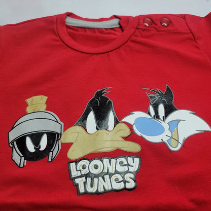 Imported Boys Red Cartoon Graphic T-Shirt & Grey Shorts 2-Piece