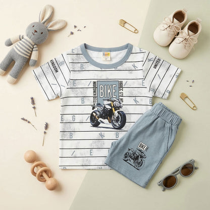Premium Kids "United Kingdom" Bike T-Shirt & Grey Shorts Set | 2-4 Years