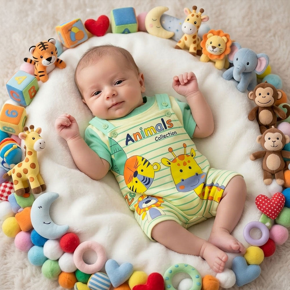 Newborn Zoo Animals Printed Romper – Soft Summer Baby Romper