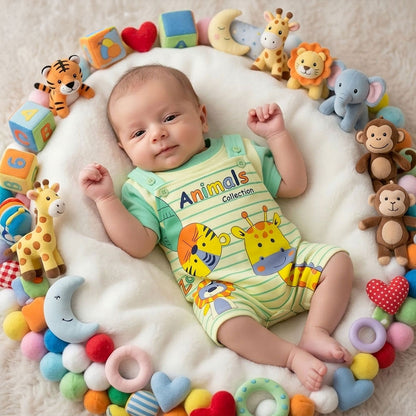 Newborn Zoo Animals Printed Romper – Soft Summer Baby Romper