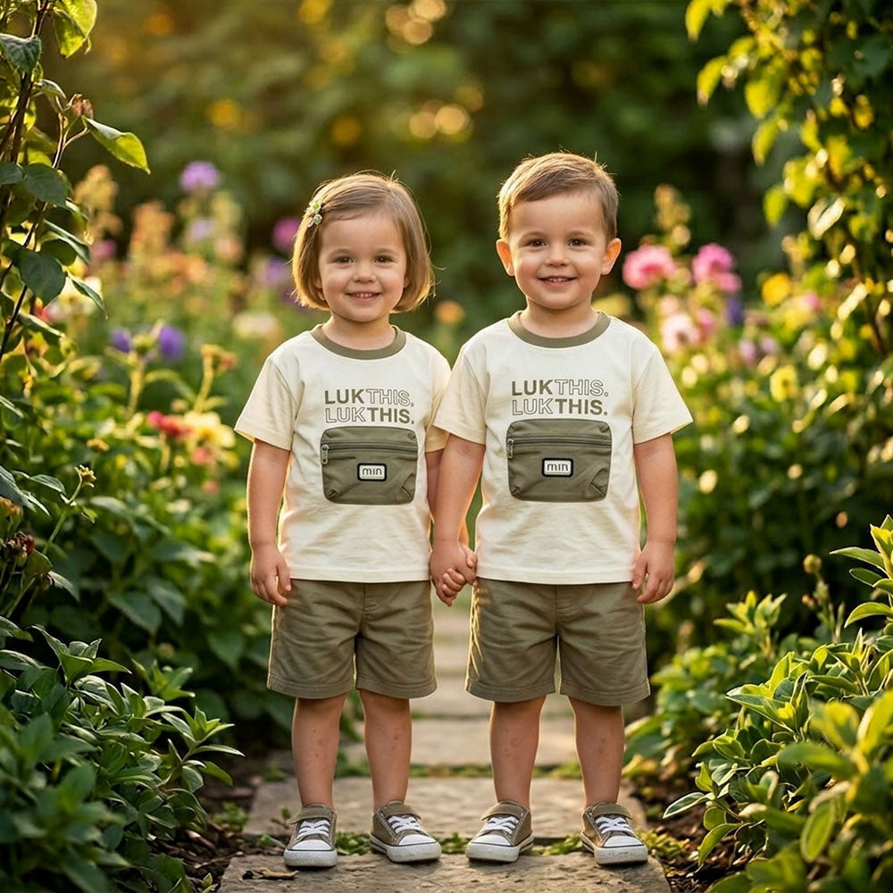 Imported Kids Utility Cargo T-Shirt & Shorts Set | Mini Stars