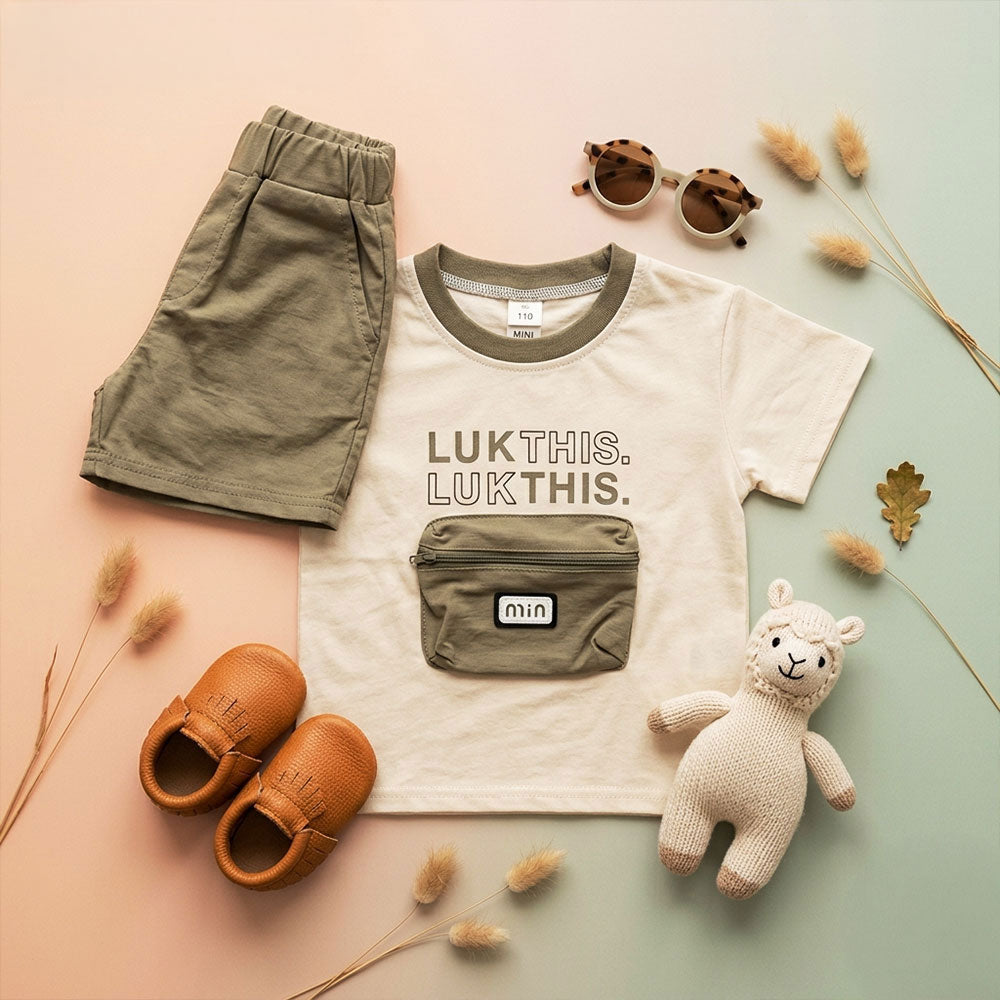 Imported Kids Utility Cargo T-Shirt & Shorts Set | Mini Stars