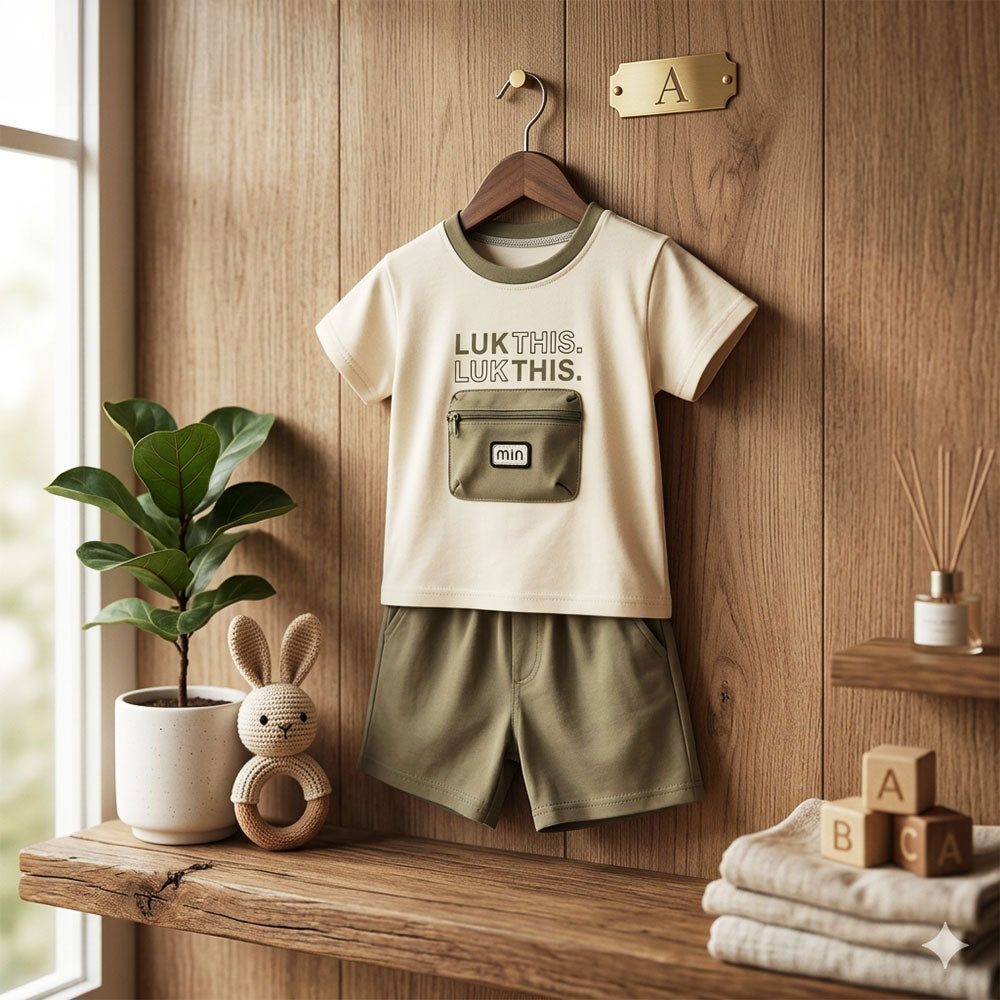 Imported Kids Utility Cargo T-Shirt & Shorts Set | Mini Stars