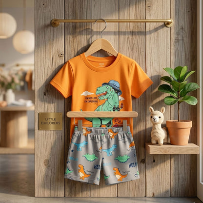Imported Kids Dinosaur Explorer T-Shirt & Shorts Set | Mini Stars