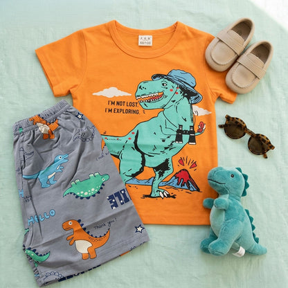 Imported Kids Dinosaur Explorer T-Shirt & Shorts Set | Mini Stars