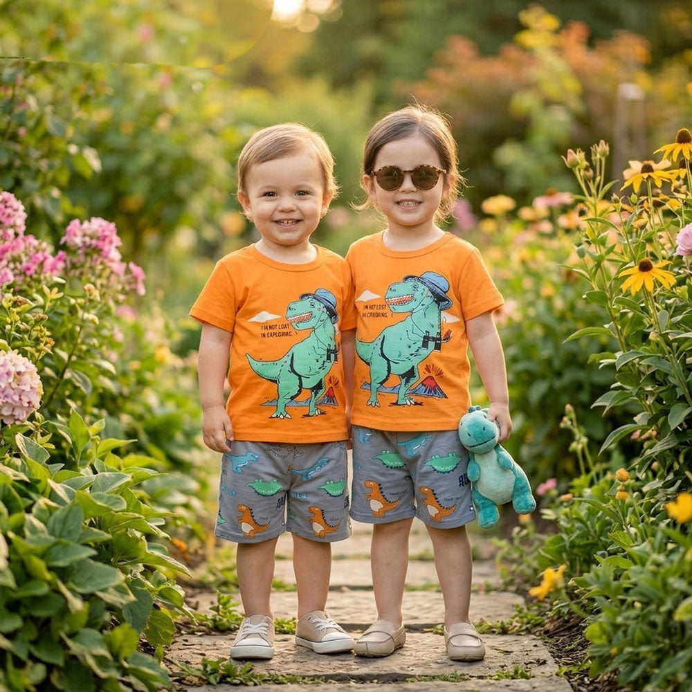 Imported Kids Dinosaur Explorer T-Shirt & Shorts Set | Mini Stars