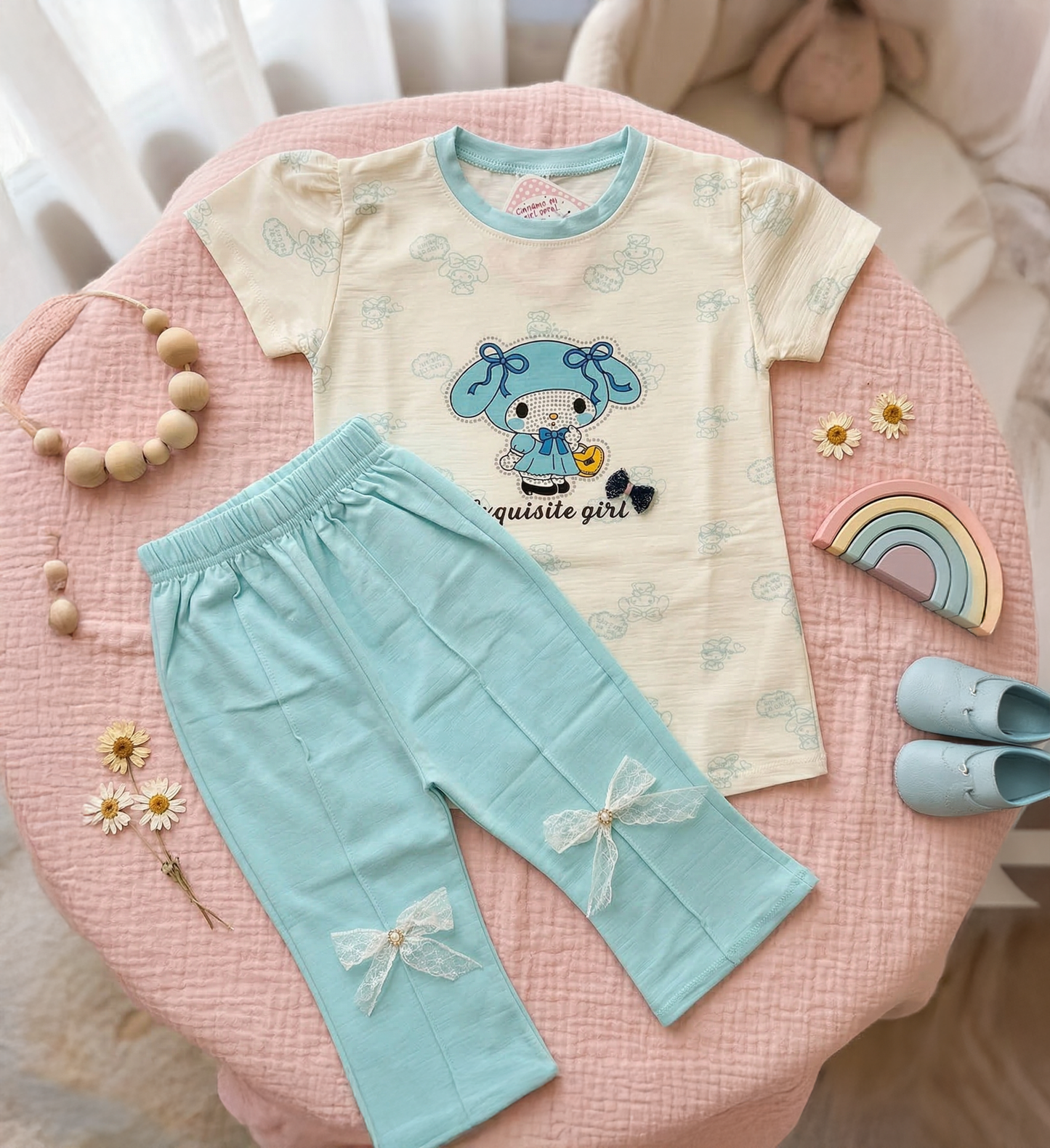 Imported Premium Girls 2-Piece "Exquisite Girl" Stretch Jersey & Flare Set