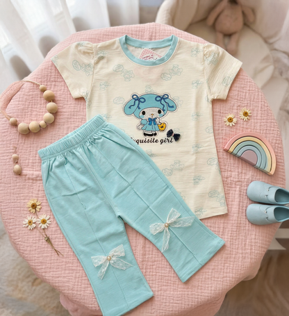 Imported Premium Girls 2-Piece "Exquisite Girl" Stretch Jersey & Flare Set