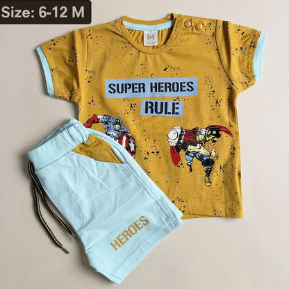 Imported Premium Boys 2-Piece "Super Heroes Rule" Thor Print Summer Set
