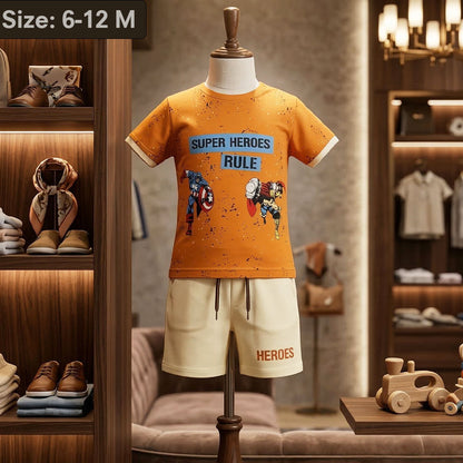 Imported Premium Boys 2-Piece "Super Heroes Rule" Thor Print Summer Set