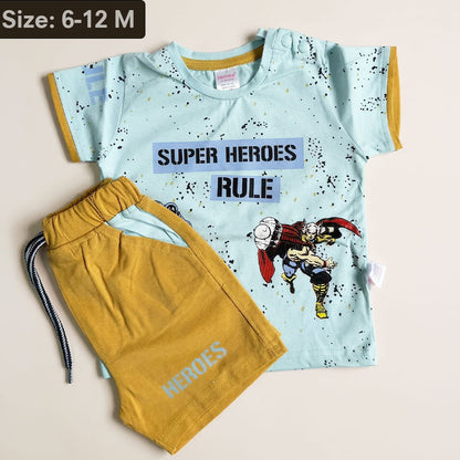 Imported Premium Boys 2-Piece "Super Heroes Rule" Thor Print Summer Set