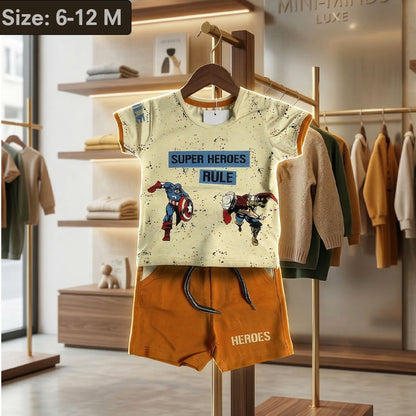 Imported Premium Boys 2-Piece "Super Heroes Rule" Thor Print Summer Set