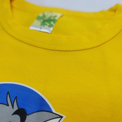 Imported Children’s Cartoon Print T-Shirt and Denim Shorts Set