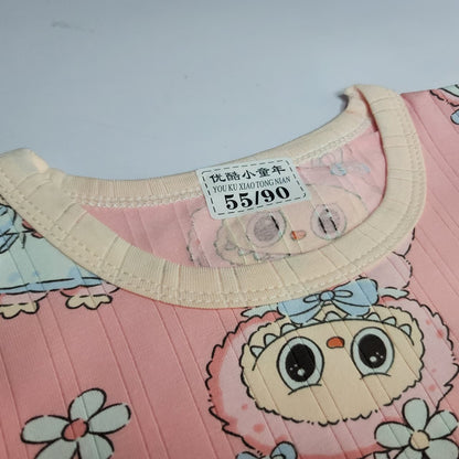 Imported Girls Pink Ribbed T-Shirt & Shorts Set – Premium Summer Outfit