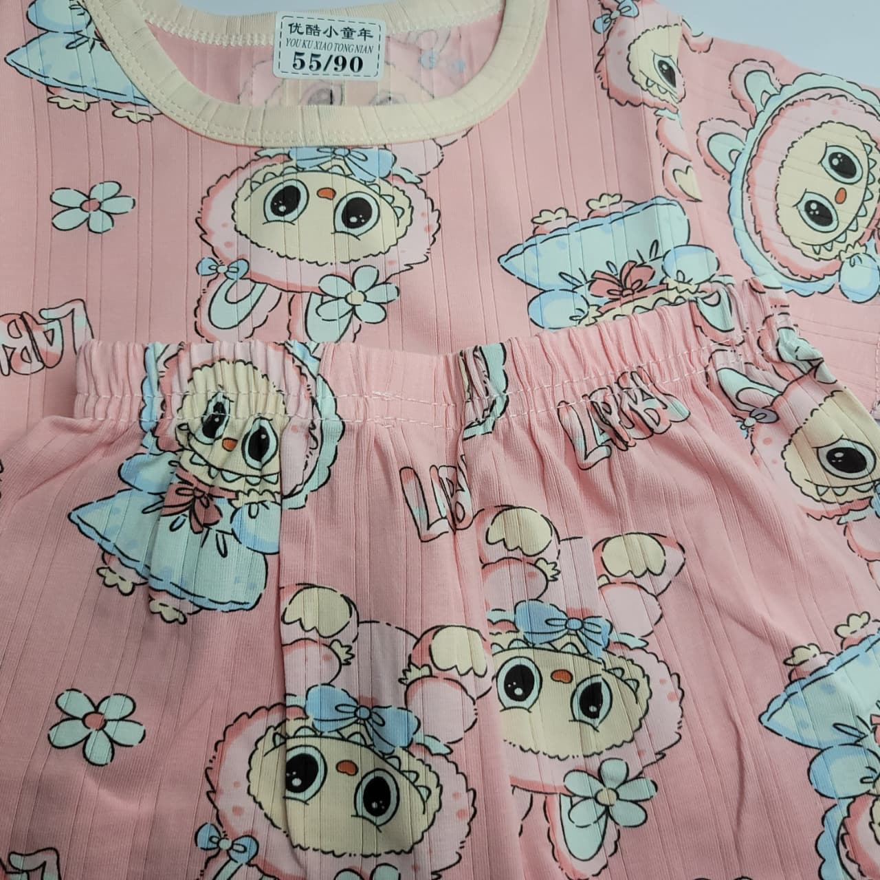 Imported Girls Pink Ribbed T-Shirt & Shorts Set – Premium Summer Outfit