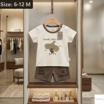 Imported Premium Boys 2-Piece "Stay Alive" Elephant Print Set