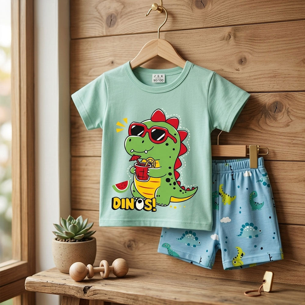 Imported Kids Dinosaur Print T-Shirt & Shorts Set | Mini Stars